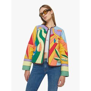 MOTHER Women’s Jacket On The Fringe Quilted Coat 70s Colorful Size Small